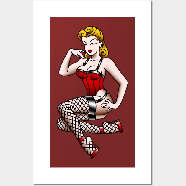 American Traditional Victory Rolls pin-up Wall Art by OldSalt